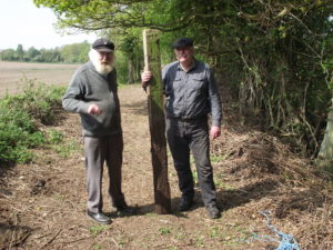 An intact post - at least 85 years old - possibly 134 years in the ground. Still perfect. John Barber and James Hewett provided for scale