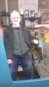A Happy John in No 6's cab, showing the left-handed driving position