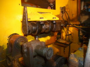 Working parts of the control system - handbrake mech. on left, aperture for electrical control box above