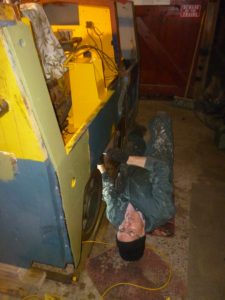Bob fitting the sander