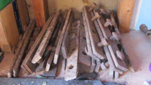 Fishplates and bolts for 35lb rail – possibly an even less interesting photo than the other one – but these are essential parts!
