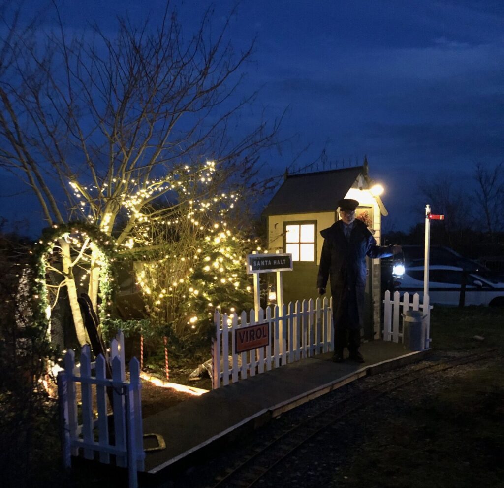 Stationmaster at Santa Halt in southwold awaiting the next visitors to Father Christmas' Grotto